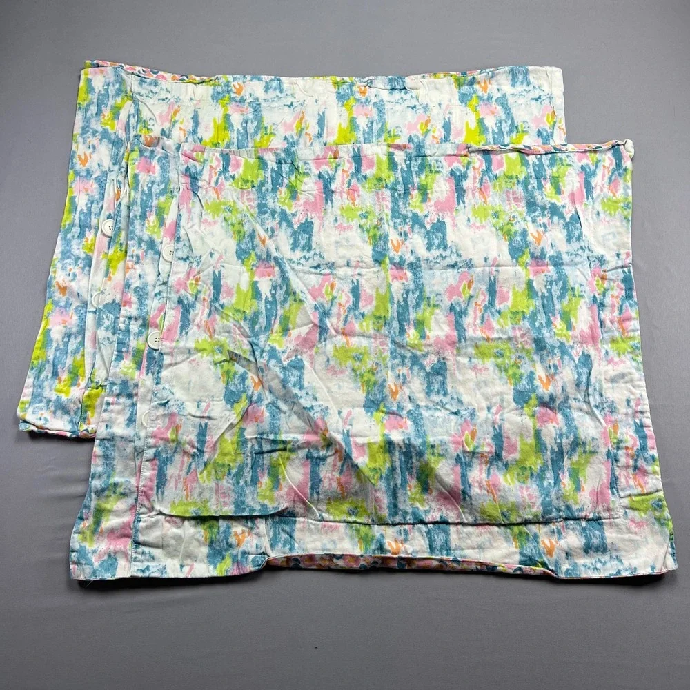 Set Of 2 Standard Pillow Shams Multicolor Abstract Colorful Bedding (24